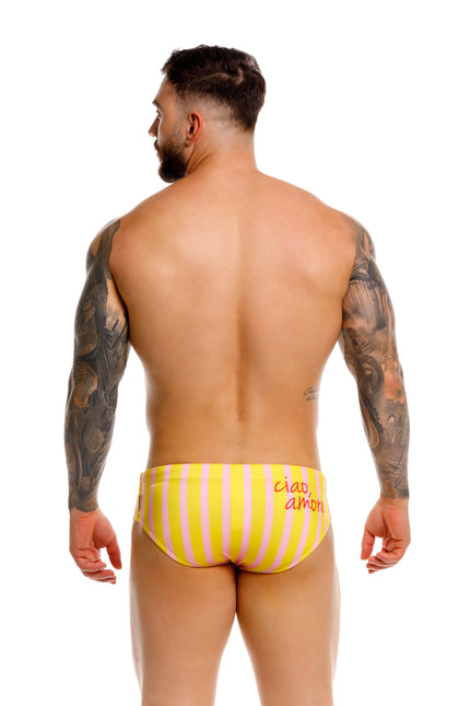 JOR Italy Swim Brief - Yellow/Pink Stripe