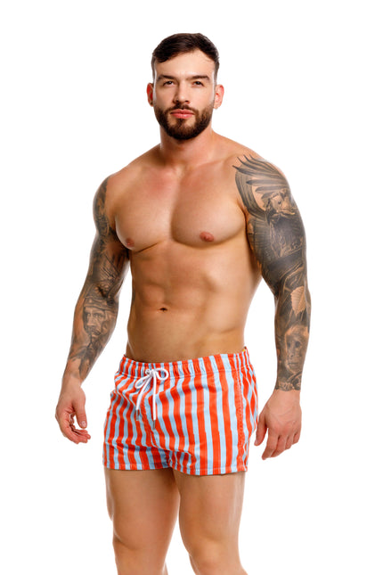 JOR Italy 2-inch Swim Shorts - Orange/Blue Stripe