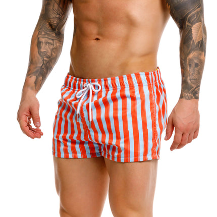 JOR Italy 2-inch Swim Shorts - Orange/Blue Stripe