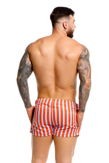 JOR Italy 2-inch Swim Shorts - Orange/Blue Stripe