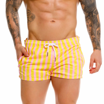 JOR Italy 2-inch Swim Shorts - Yellow/Pink Stripe