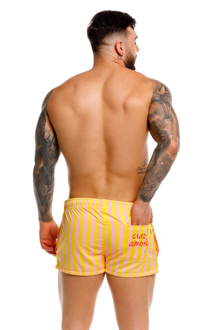 JOR Italy 2-inch Swim Shorts - Yellow/Pink Stripe