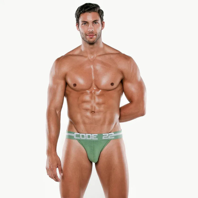 Code 22 Fun Cotton Jockstrap 2423 - Green size L