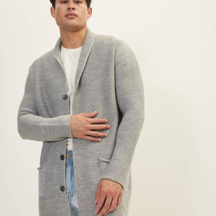 Ron Tomson Classic Shawl Lapel Long Cardigan - Grey