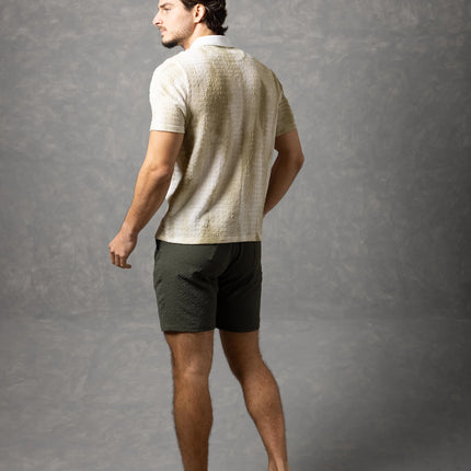 Bespoke Textured Knit Polo Shirt - Green