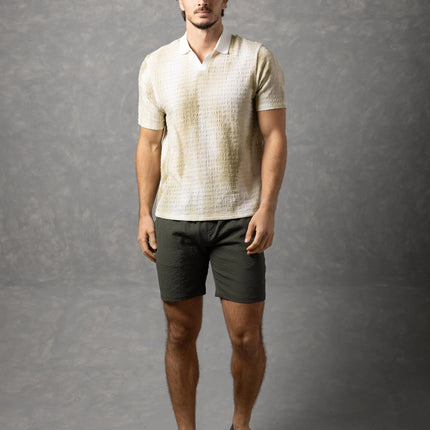 Bespoke Textured Knit Polo Shirt - Green