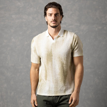 Bespoke Textured Knit Polo Shirt - Green