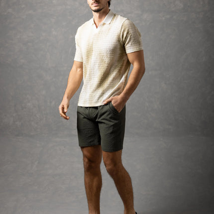 Bespoke Textured Knit Polo Shirt - Green
