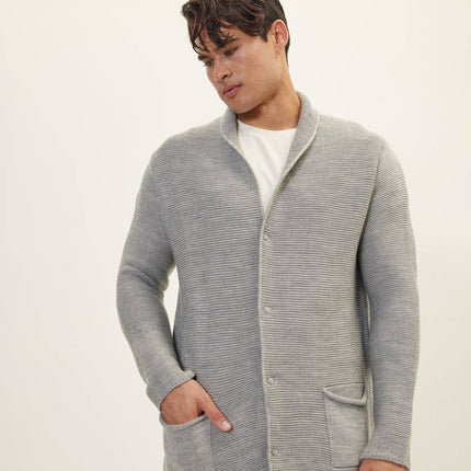 Ron Tomson Classic Shawl Lapel Long Cardigan - Grey