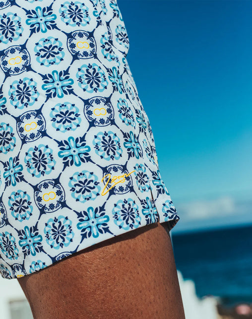 2eros Byron 3" inseam swim shorts Mykonos mens sexy white and blue Egoist Chicago www.egoistunderwear.com