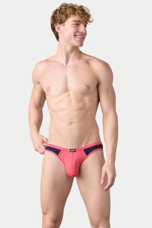 AWRY Aero Mesh Bikini Brief - Pink/Navy