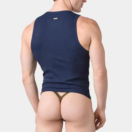 AWRY Ribbed Slim-Fit Tank - Navy