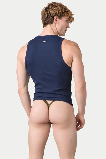 AWRY Ribbed Slim-Fit Tank - Navy