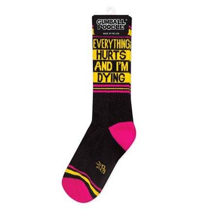 Gumball Poodle Everything Hurts and I'm Dying Gym Crew Socks