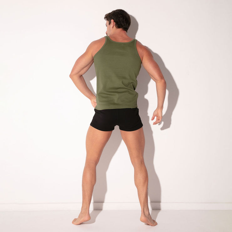 Code 22 Ribbed Cotton Slim-Fit Tank 3302 - Khaki Green