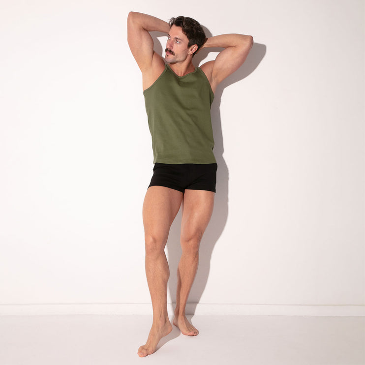 Code 22 Ribbed Cotton Slim-Fit Tank 3302 - Khaki Green