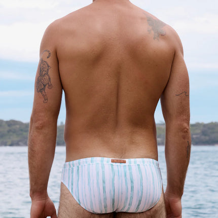 2eros V30 Oceanus Swim Brief - Green Stripe