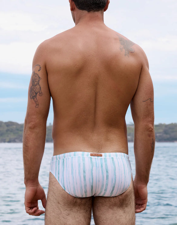 2eros V30 Oceanus Swim Brief - Green Stripe