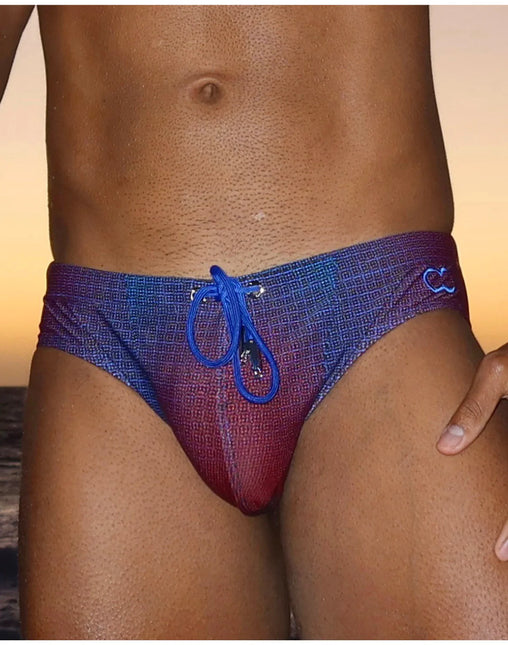 2eros V10 Pixelpop Swim Brief - Navy/Red