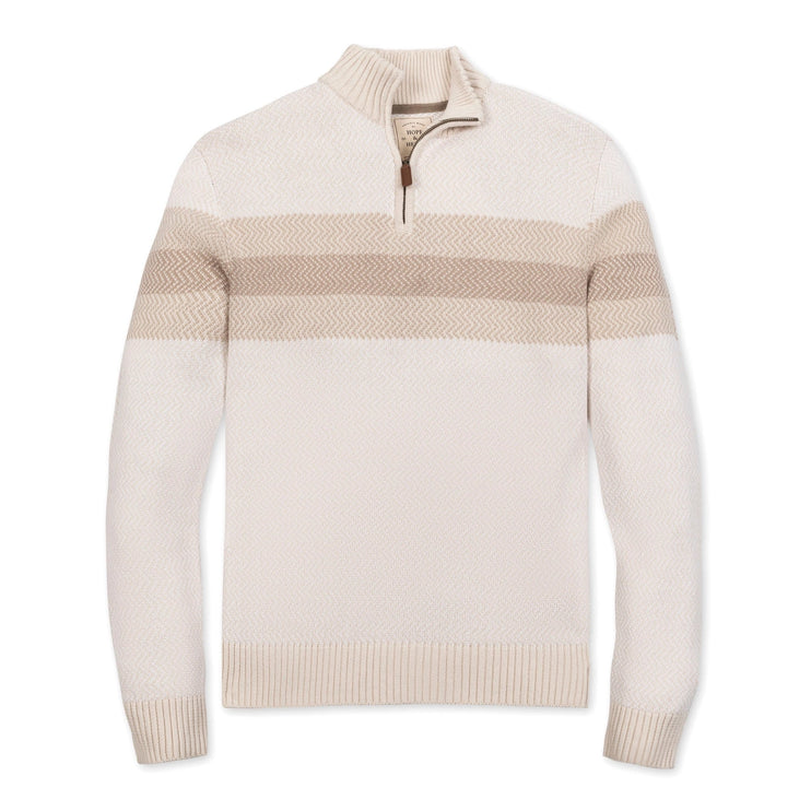 H/H Organic Half Zip Pullover Natural Chevron Stripe