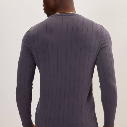 Ron Tomson Slip-Stitch Crew Neck Sweater - Anthracite
