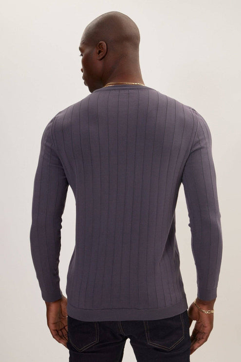 Ron Tomson Slip-Stitch Crew Neck Sweater - Anthracite