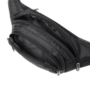 4 zipper compartment fanny pack black