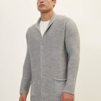 Ron Tomson Classic Shawl Lapel Long Cardigan - Grey