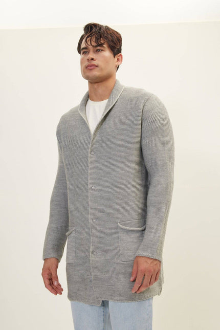 Ron Tomson Classic Shawl Lapel Long Cardigan - Grey