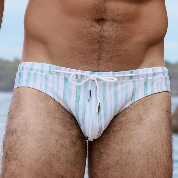 2eros V30 Oceanus Swim Brief - Green Stripe