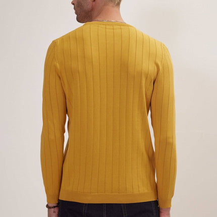 Ron Tomson Slip-Stitch Crew Neck Sweater - Mustard