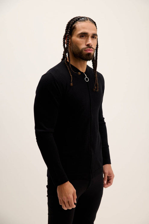 Ron Tomson Full Zip Closure Cardigan - Black