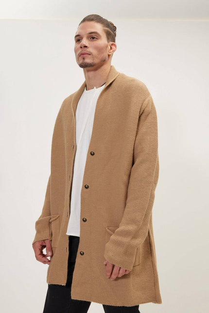 Ron Tomson Classic Shawl Lapel Long Cardigan - Camel
