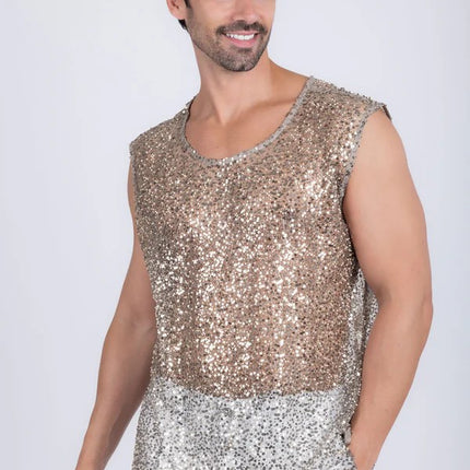 Barabas Rimini mesh sheer sleeveless shirt beige