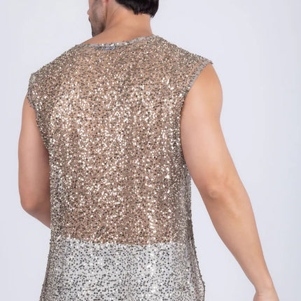 Barabas Rimini mesh sheer sleeveless shirt beige