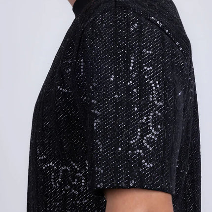 Barabas Appian sequin stretch t-shirt black