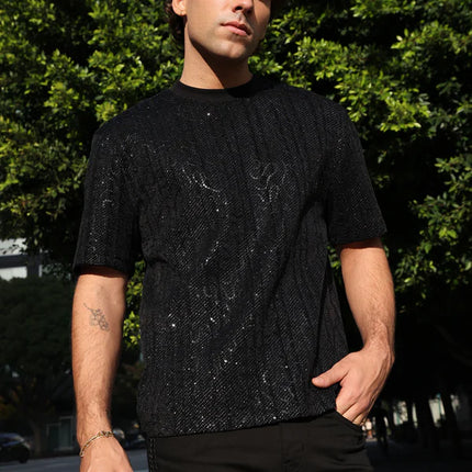 Barabas Appian sequin stretch t-shirt black
