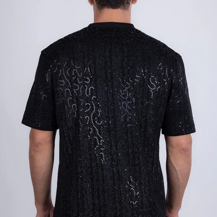 Barabas Appian sequin stretch t-shirt black