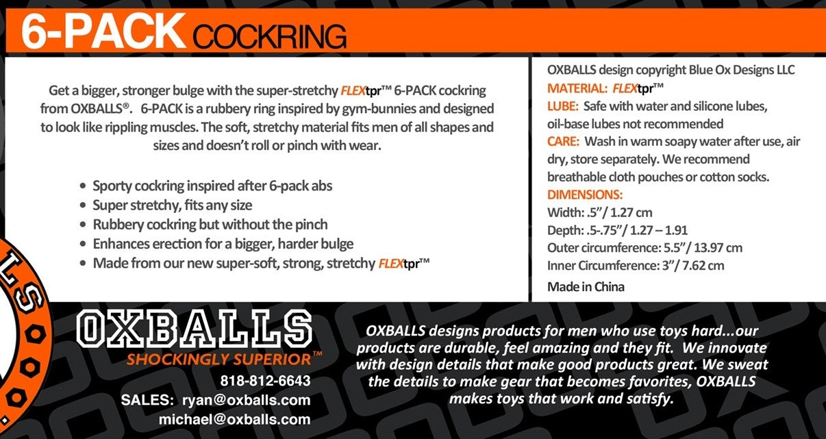 Oxballs 6-Pack-Grip Cockring - Clear