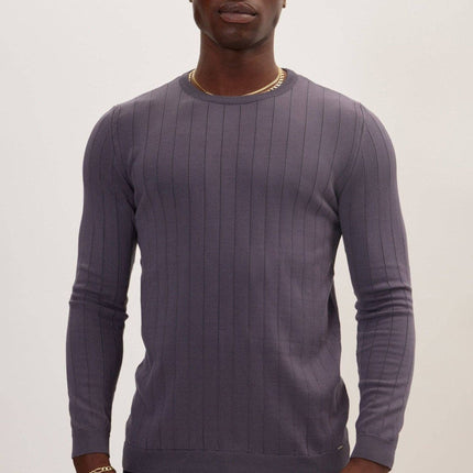 Ron Tomson Slip-Stitch Crew Neck Sweater - Anthracite