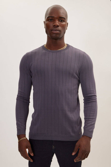 Ron Tomson Slip-Stitch Crew Neck Sweater - Anthracite