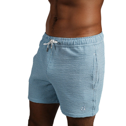 Eight X Driftwood 4" seersucker swim shorts navy