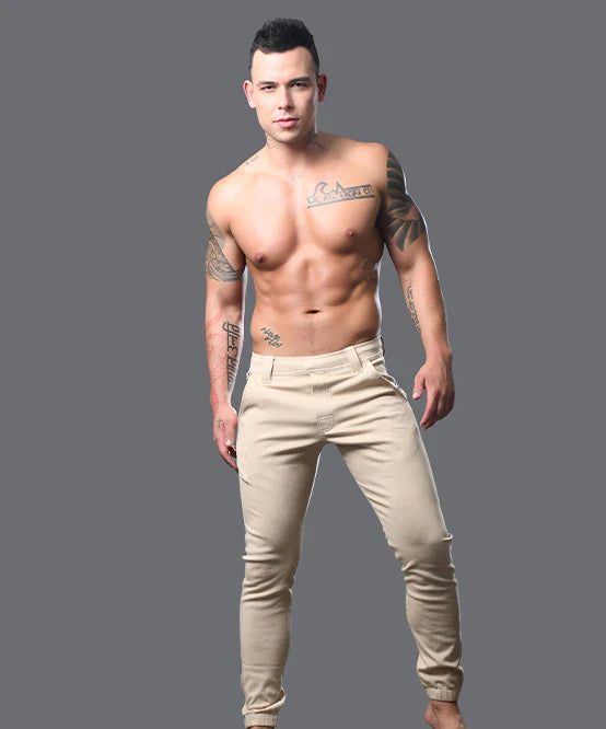Andrew Christian 6835 Skinny Chino Jogger Pants khaki