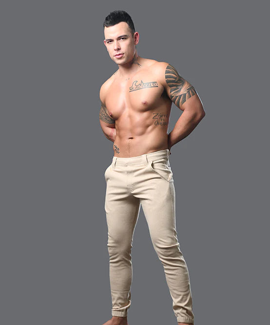 Andrew Christian 6835 Skinny Chino Jogger Pants khaki