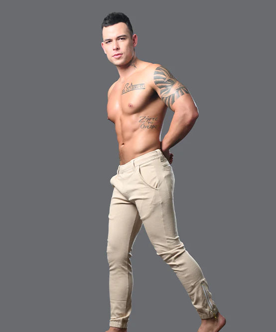 Andrew Christian 6835 Skinny Chino Jogger Pants khaki