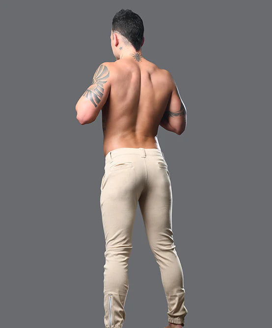 Andrew Christian 6835 Skinny Chino Jogger Pants khaki