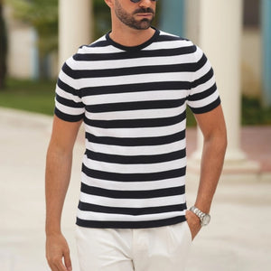 Donato Evora knit t-shirt striped white/navy