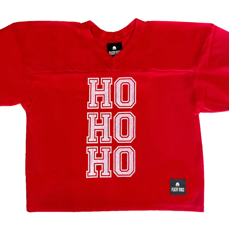 Peachy Kings Ho Ho Ho Mesh Football Jersey - Red