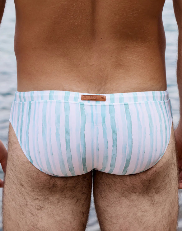 2eros V30 Oceanus Swim Brief - Green Stripe