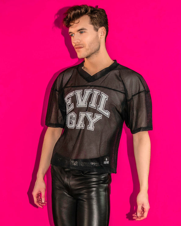 Peachy Kings Evil Gay Mesh Football Jersey - Black
